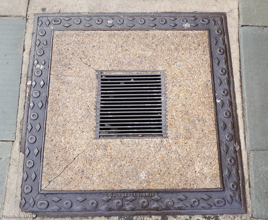 London - Hampstead - Large concrete cover with decorative frame and drain openin