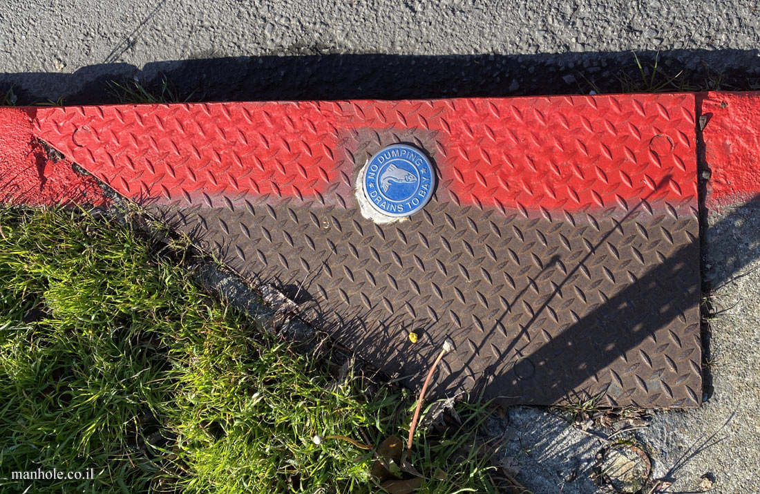 Berkeley - A drain cover with a no dumping label on it