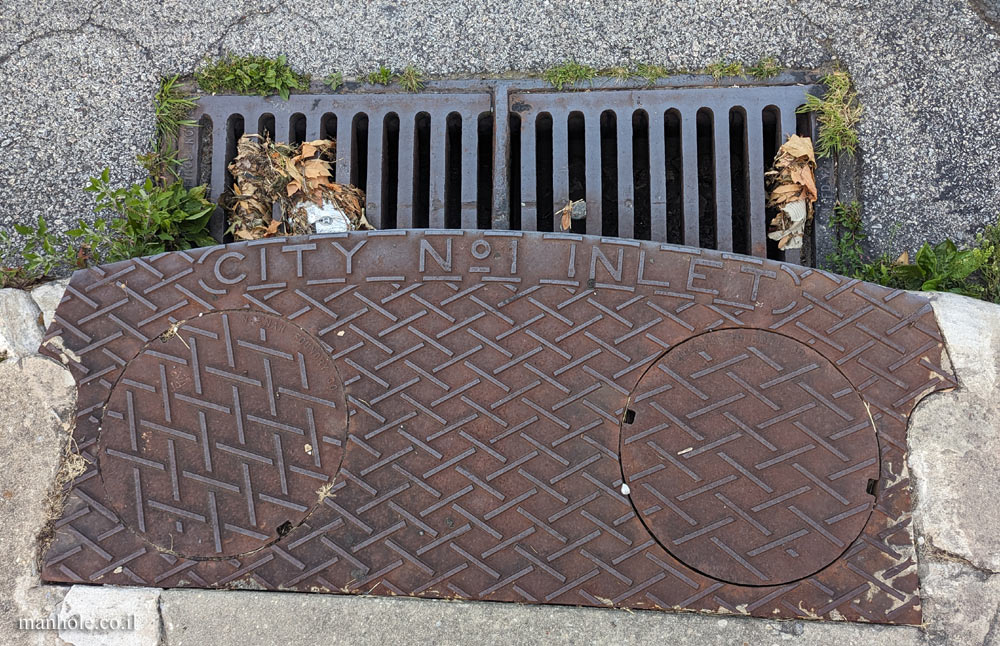 Drexel Hill, PA - A sidewalk drain and an arch-shaped cover over it