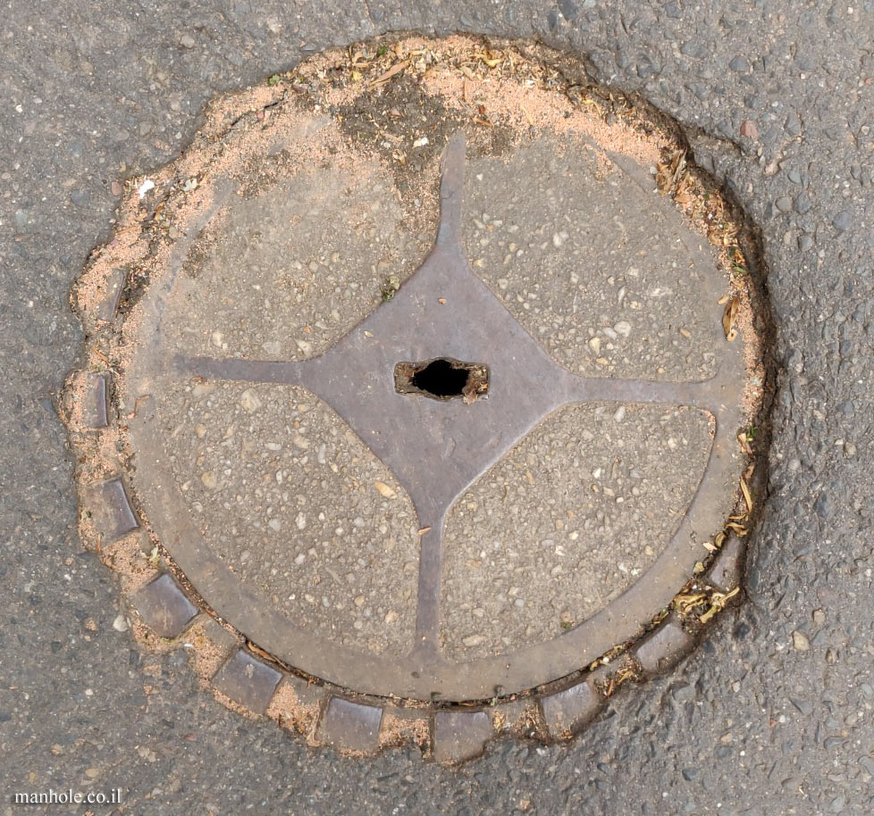 Frankfurt - concrete cover divided by metal strips and surrounded by a round metal frame (2)